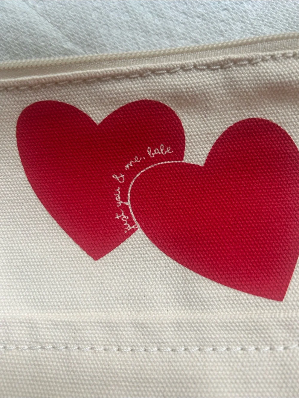Lands End  Zippered Canvas Cosmetic Pouch with Red Heart Motif